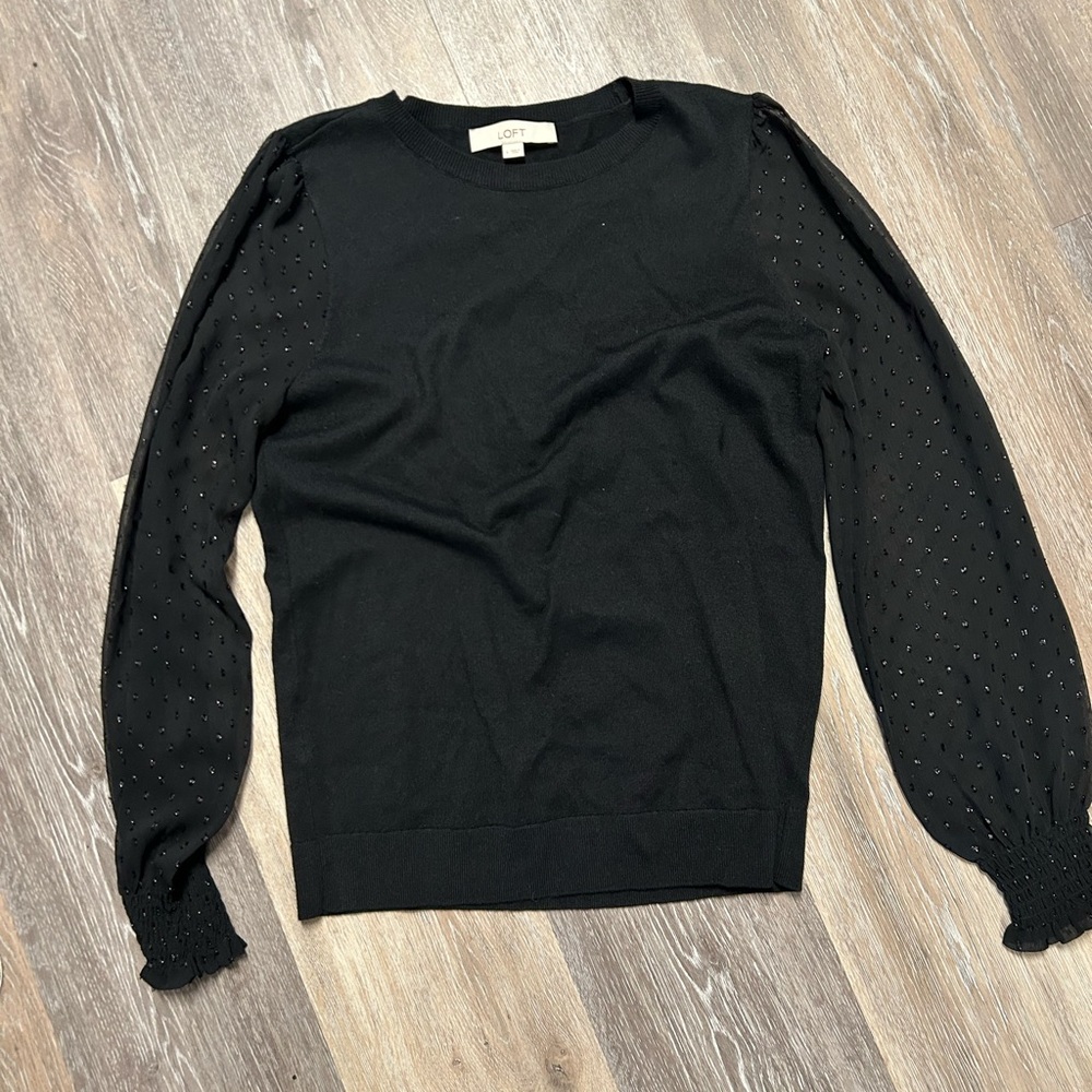 Black Sweater with Sheer Sleeves